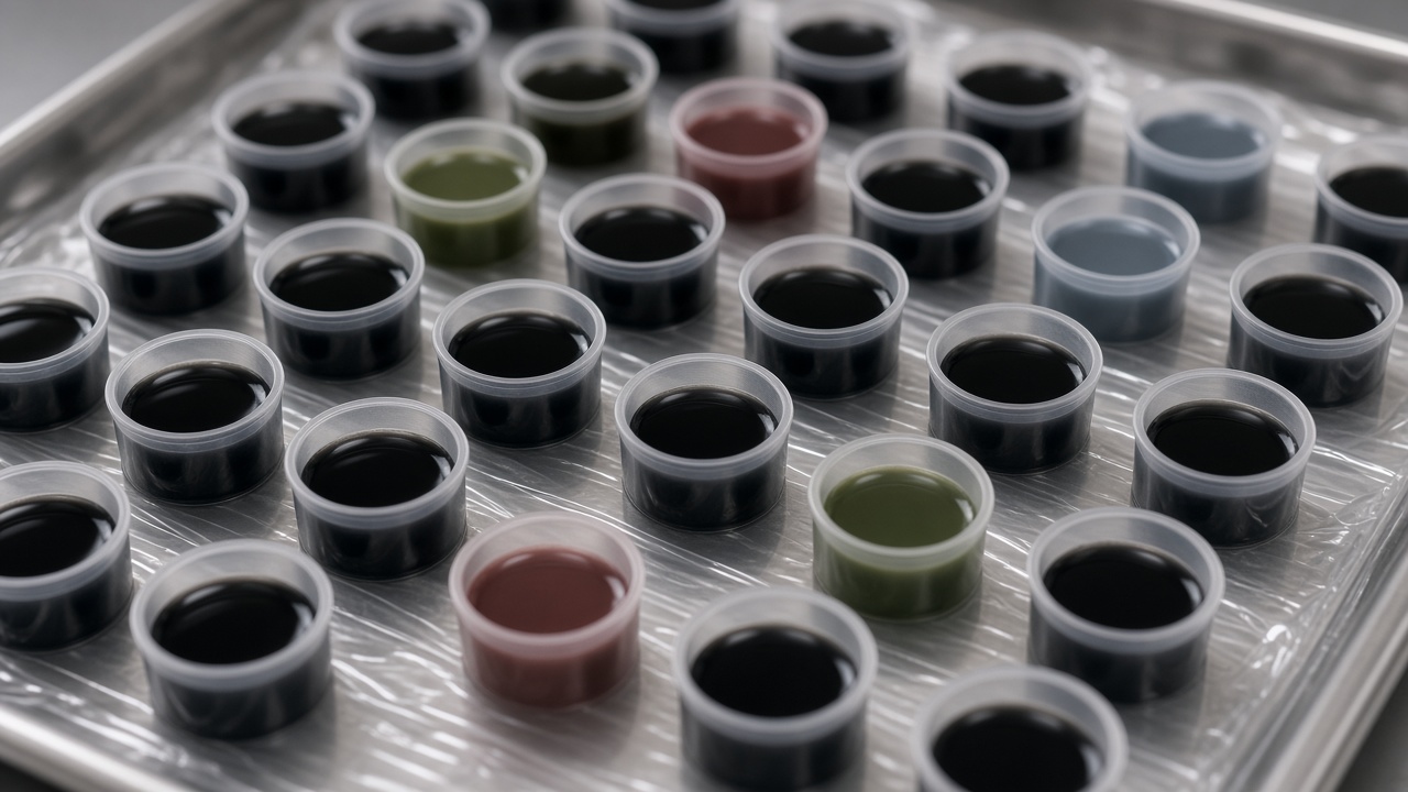 Style inspiration: rows of small ink caps on a clean tray